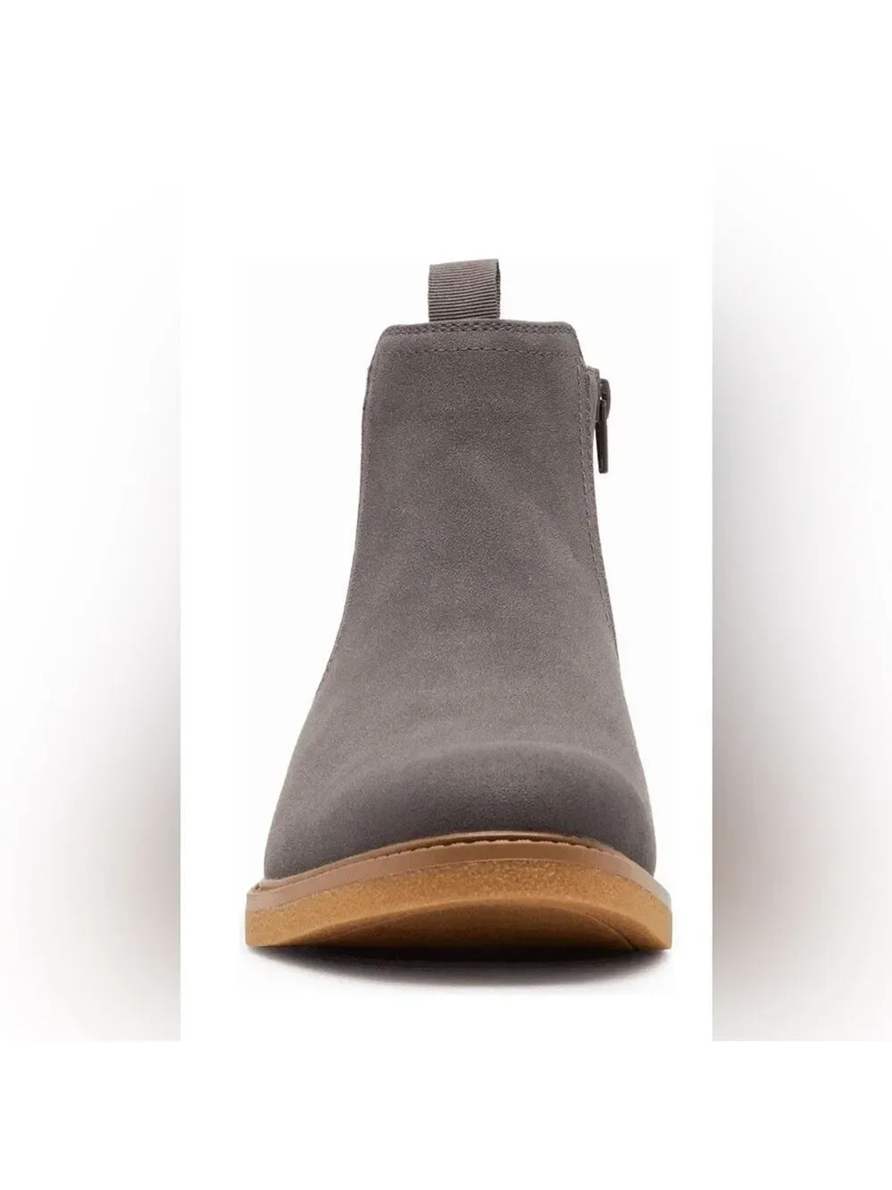 Madden NYC Men's Faux Suede Mistery Gray Chelsea Boots with Tan Sole Slip On